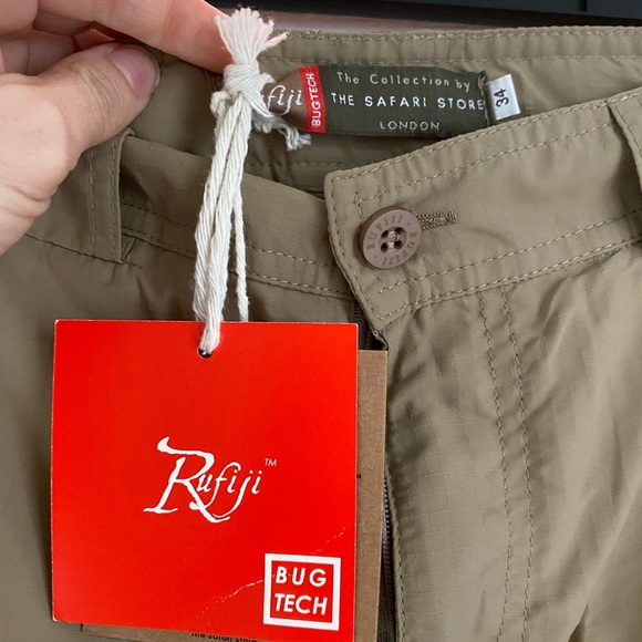 Men's ZipOff Cargo Safari Trousers in Khaki - Picture 3 of 4